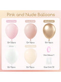 60pcs Dusty Pink & Pastel Balloons (12") – Gold, White For Bridal, Birthday Decor