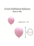 100 Pc 5 Inch Pastel Pink Balloons for Birthday Wedding and Party Decor
