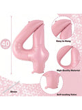 40" Pastel Pink Number 14 Balloons Self-Inflating Foil For 14th Birthday Party Decor