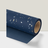 Navy Blue and Gold Gift Wrap 17 Inch x 16.5 Ft Mini Roll Silky Finish for Birthdays and Weddings