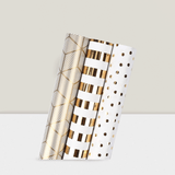 Mini Birthday Wrapping Paper Roll 17 Inch x 120 Inch White and Gold Foil