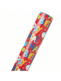 175 Sq.Ft Reversible Wrapping Paper Happy Birthday & Stars Jumbo Roll