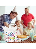 Large 13 Inch Birthday Gift Bag with Dots, Handles, Card and Tissue