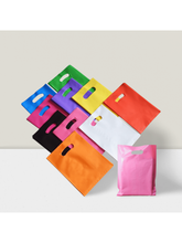 100 Small Plastic Gift Bags 6"X8" With Handles 10 Colors For Parties, Holidays & Treats