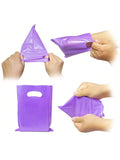 100 Small Plastic Gift Bags 6"X8" With Handles 10 Colors For Parties, Holidays & Treats
