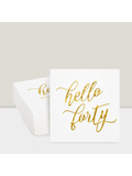 50-Pack Hello Forty White Cocktail Napkins with Gold Foil for 40th Birthday Parties