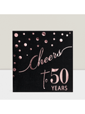 Rose Gold 50th Birthday Cocktail Napkins 3 Ply Disposable 50 Pc for Parties