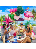 Tropical Flamingo Balloon Garland Kit with Pink Green and Gold Confetti