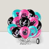 45PCS 12" Music Note Latex Balloons with Ribbon for DJ & Birthday Parties