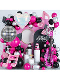 Hot Pink Music Note & Guitar Foil Balloons Disco & Concert Party Decorations