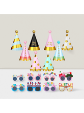 16pc Glitter Rainbow Party Hats & Sunglasses Set – Colorful Birthday Decor For Christmas, Halloween And Thanksgiving,