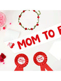 Cherry Themed Shower Set Mom and Dad To Be Sash Corsage Pins and Cherry On Top Decor