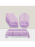 41pcs Purple Birthday Party Set Plates Napkins Tablecloth for 20 Guests