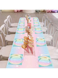 Pastel Rainbow Party Set for 20 Plates Napkins Forks Tablecloth