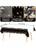 Black and Gold 50th Party Set for 24 Plates Napkins Tablecloth