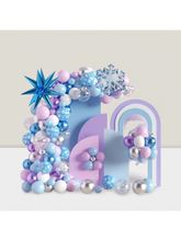 133 Pc Blue and Purple Balloon Garland Kit with Snowflake Foil for Winter Party