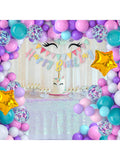 103-Piece Pink Purple Teal Balloon Arch Kit with Unicorn Banner and Star Foil Balloons