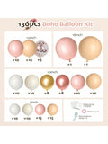 136-Piece Boho Balloon Garland Kit Blush Pink Nude White Rose Gold for Party Decor