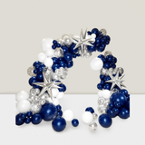 161pcs Navy Blue Silver Balloon Arch Kit with Stars & Confetti for Parties