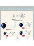 161pcs Navy Blue Silver Balloon Arch Kit with Stars & Confetti for Parties