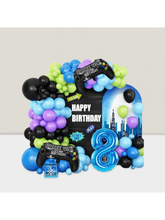 108pc 8th Birthday Video Game Balloon Arch Kit in Blue, Black, Green, Purple