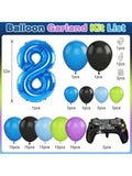 108pc 8th Birthday Video Game Balloon Arch Kit in Blue, Black, Green, Purple