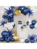 8-Piece Navy Blue Star Foil Balloons 27/22-Inch for Party or Wedding Decor