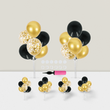 Balloon Centerpieces 6 Set Black Gold Confetti Stand for Graduation Birthday Party