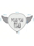 Miss You Bro Sympathy Balloon with Purple Angel Wings and Heart Design