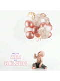 60 Pc Rose Gold Balloon Set with Confetti White and Ribbon for Bridal Shower
