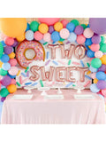 Donut Party Supplies 23 Inch Pink Donut Foil Balloon with Rose Gold Letters for 2nd Birthday