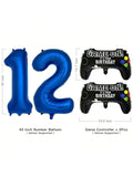 Navy Blue Video Game Party Supplies for 12th Birthday with Number 12 Balloon