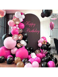 Hot Pink Black Gold Balloon Arch Kit 141pcs Wedding Party Decorations