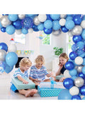 123 Pc Blue Balloon Garland Kit Navy Silver White Confetti for Birthday Wedding Graduation