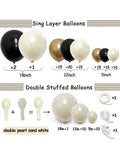 Black White Gold Balloon Garland Kit Double-Stuffed Metallic and Pearl Balloons