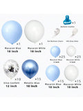 107 Pc Blue and White Balloon Garland Kit with Confetti Silver and Light Blue for Party Decor