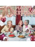 70th Birthday Decorations Women Rose Gold Balloon Wine Red Confetti Banner
