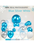 158Pc Onederland Winter Balloon Arch Chrome Blue Snowflake Star Decor