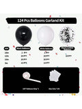 124 Pc Black and White Balloon Garland Kit with Confetti for Birthday Wedding and Party