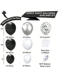 120-Pc Black and Silver Balloon Kit with Confetti Arch for Graduation, Wedding, or Shower