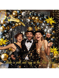 Disco Party Balloon Garland Kit Black Gold Silver NYE & Prom Decor
