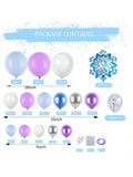 50pcs Winter Birthday Balloons 12" Snowflake Purple Blue & Silver for Winter Party
