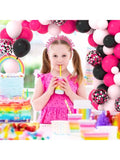 Hot Pink and Black Balloon Garland Kit Rose Red Black Pink for Birthday and Party