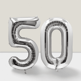 40 Inch Silver Number Balloon for 50th Birthday & Anniversary Party