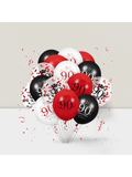 90th Birthday Balloon Set 16-Piece Red and Black for Party Decorations