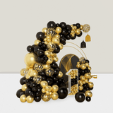 Black and Gold Balloon Garland Arch Kit with Confetti for New Year Birthday and Graduation