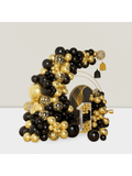 Black and Gold Balloon Garland Arch Kit with Confetti for New Year Birthday and Graduation