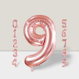 40 Inch Rose Gold Number 9 Foil Balloon for Birthday Wedding or Anniversary
