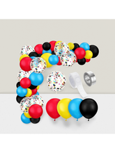 147PCS Theme Balloon Arch Kit in Blue, Red, Yellow & Black with Confetti