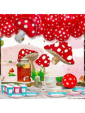 55pcs Red White Mushroom Party Decorations Balloon Garland Arch for Kids
